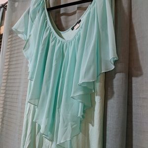 light blue ruffle shirt